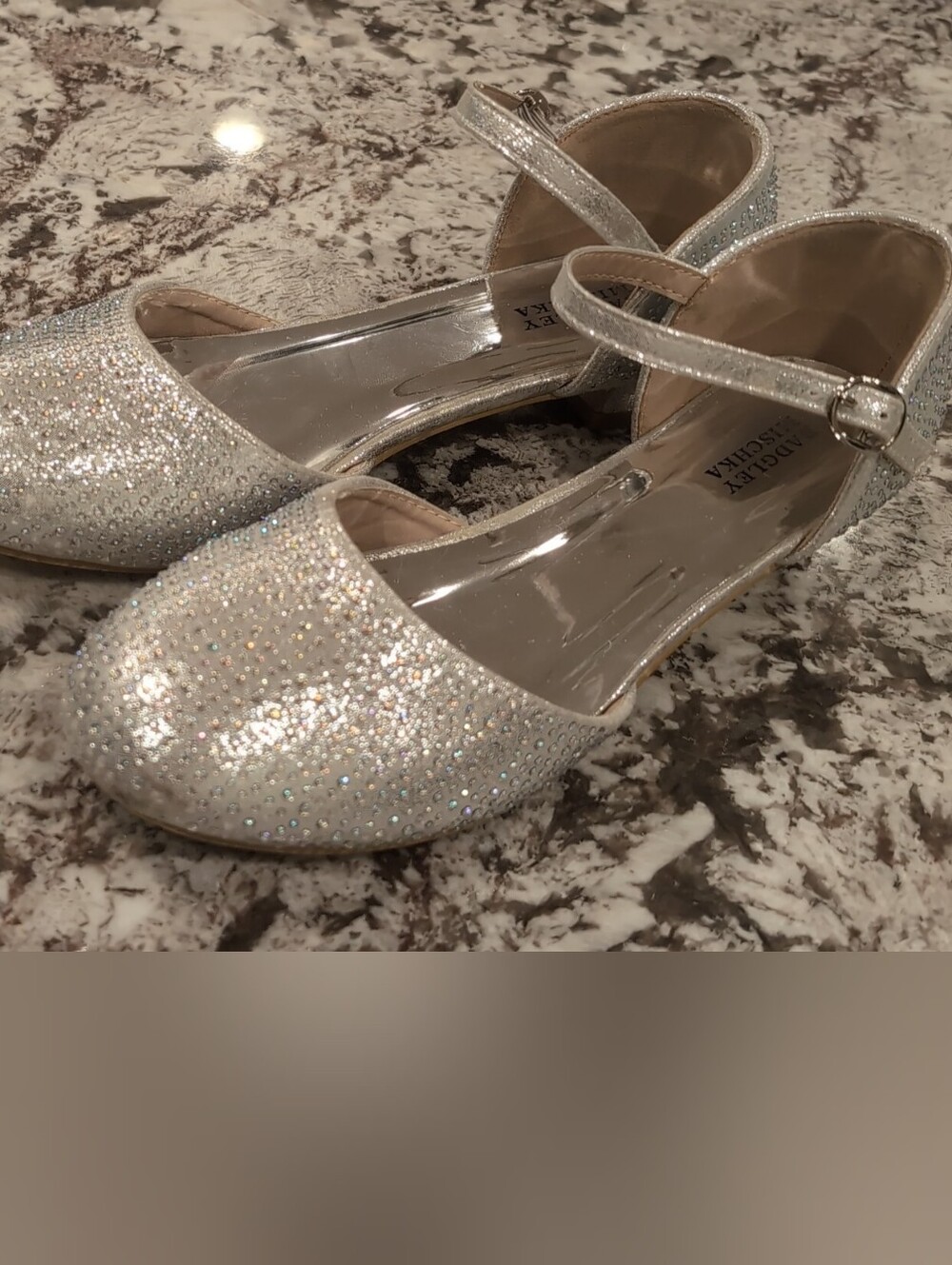 GUC Badgley Mishka Sparkling Silver Girls' Dress Shoes with Ankle Strap Size 5